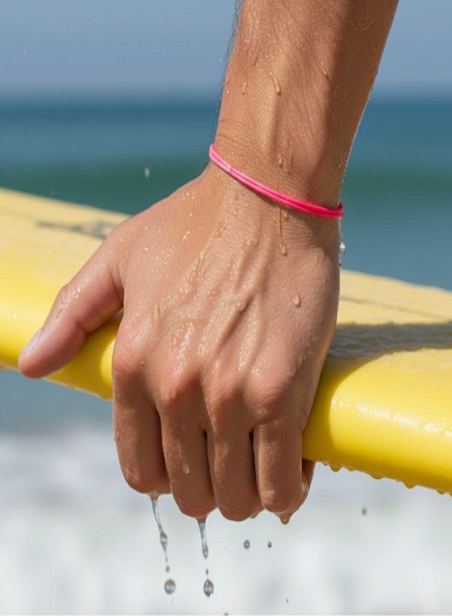 Luck Strings Thin Neon Pink Cord Bracelet for Men Women Teen Unisex Adult - Waterproof Nylon Surfer Fuschia String Friendship Bracelets Summer Beach Accessories - Image 5
